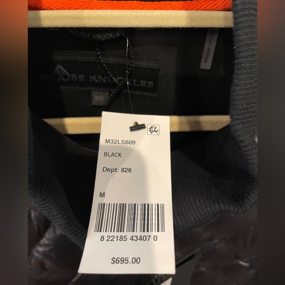 NWT Men’s Moose Knuckles Hoyt bomber black zip up jacket. Puffer/sweater - Picture 7 of 7